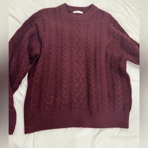 OAK & FORT BURGUNDY KNIT CREW SWEATER